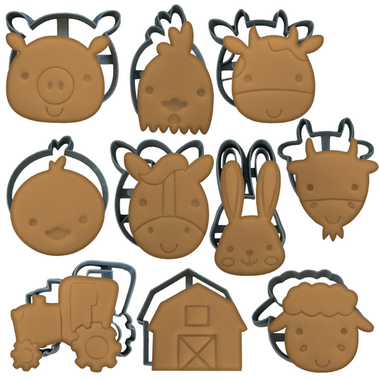 Farm Animal Cookie Cutters - Set of 10 Cookie Cutters